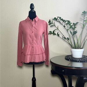 Anthropologie Cloth & Stone Button-Down Peplum Shirt